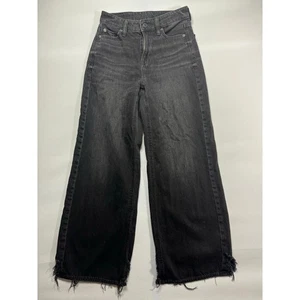 American Eagle Women's Super High Rise Baggy Wide Leg Ankle Jeans - Size 000 - Picture 1 of 7