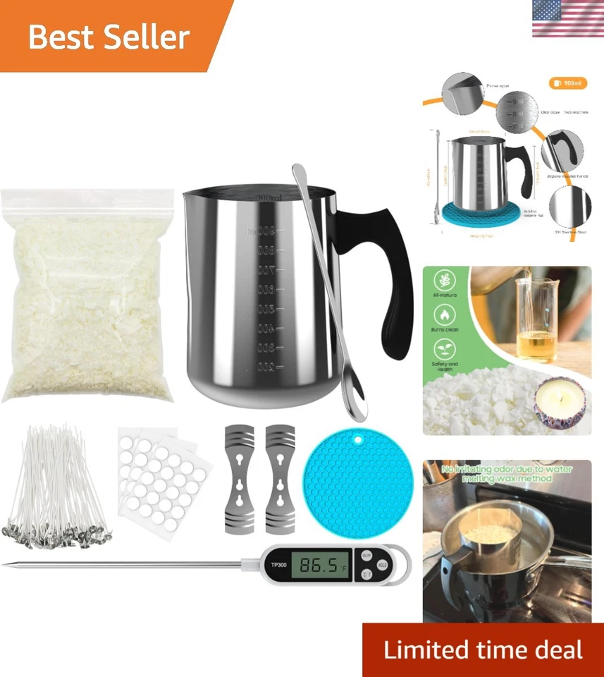 Комплект для изготовления свечей расходные материалы для начинающих соевый воск комплект свечей 900 мл заливка... - Изображение 1 из 4