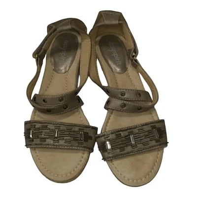 Sandalias Easy Spirit con cuentas con correa cruzada de corcho cuña talla 5 correa para el tobillo Foto 1 de 4