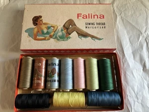 10 rotoli filo da cucire mercerizzato marca Falina vintage con scatola originale vedi foto - Foto 1 di 6