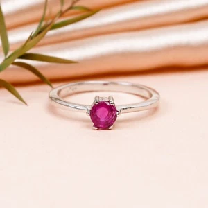 glass filled ruby stone ring sterling silver engagement ring dainity ring gift - Picture 1 of 11