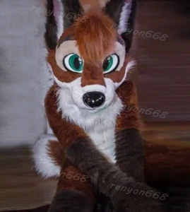 Fursuit Long Haired Spotted Dog Animal Party Costume Role Playing Fur Set 009# - Picture 1 of 5