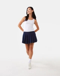 Brand New - Blue Denim Pleated Mini Skirt - Size 14 - Picture 1 of 4
