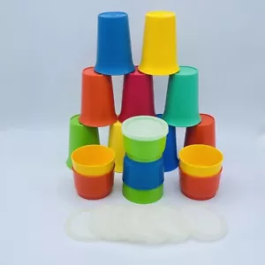 23-teiliges Set Vintage Tupperware 9 Glockenbecher #109 7 Snackbecher 1229 7 Deckel #109 - Bild 1 von 12