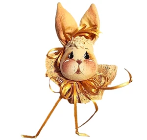Handcrafted Fabric Bunny Rabbit with Painted Face Make Into Pin or Ornament - Picture 1 of 8
