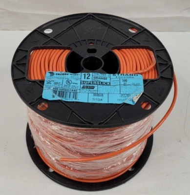 ENCORE 106100807440 THHN 12 STR CU OE MACHINE TOOL WIRE 12 AWG ORANGE 500FT - Image 1 of 4