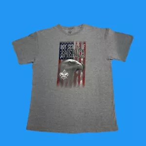 Camiseta gris manga corta algodón con bandera de águila calva Scouts of America para niños - Imagen 1 de 11