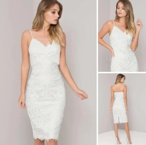 Size 10 Crochet Bodycon Dress By Chi Chi London Pale Green - Picture 1 of 6