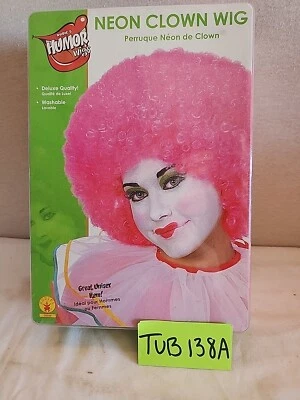 粉红色霓虹小丑非洲假发服装万圣节配件 — 第 1/3 张图片