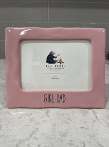 GIRL DAD Rae Dunn 5x7 PINK Picture Photo Frame Father’s Valentine Day Baby Gift - Picture 1 of 5