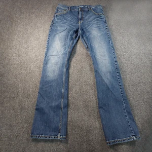 Wrangler Retro Slim Boot Jeans Men's 34x34 Medium Wash Distressed Denim Cowboy - Picture 1 of 13