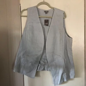 NWT J. Jill Light Gray 100% Linen Vest Size L - Picture 1 of 5