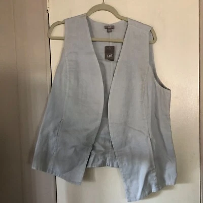 NWT J. Jill Light Gray 100% Linen Vest Size L - Image 1 of 4
