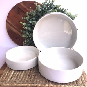 MCM BAUHAUS Trend Pacific Set Of 3 Nesting Bowls White Stoneware 9” 7.5” 6.75” - Picture 1 of 10