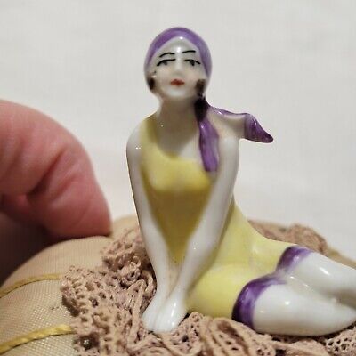 Antique Art Deco Bathing Beauty German Purple Head Scarf W/Handmade Pin Cushion  • 128.70$