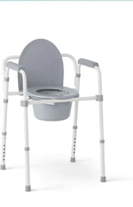 Medline Guardian G1-200X1 3 in 1 Folding Steel Commode Toilet Chair - Picture 1 of 7