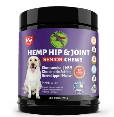 Senior Dog Hemp Hip & Joint Soft Chews Supplement Chondroitin Glucosamine 90chew
