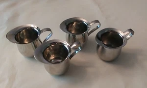 LOT of 4 NOS STAINLESS STEEL INDIVIDUAL 3 OZ. SYRUP CREAM CREAMER PITCHERS - Picture 1 of 4