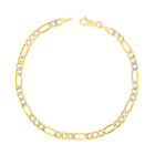 14K Yellow Gold Mens 45Mm Diamond Cut Pave Italian Figaro Chain Bracelet 8