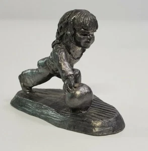Vintage RB Heavy Pewter 1987 Kid Bowling Little Girl Playing R & B 1-7/8" tall - Picture 1 of 9