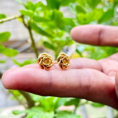 Aretes de oro rosa plata esterlina, regalo de dama de honor, regalo para ella Foto 1 de 4