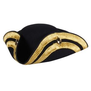 Deluxe Tricorn Hat - Gold trim 