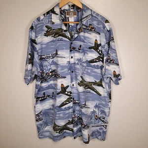 Kalaheo Men's XL Blue Bomber Hawaiian Shirt Made in Hawaii Cotton/Rayon Blend - Picture 1 of 10