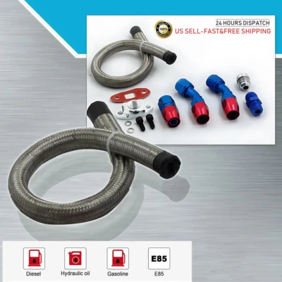 KIT DE LÍNEA DE DRENAJE DE RETORNO DE ACEITE TURBO PARA LA MAYORÍA DE TURBOCOMPRESOR T3/T4 T25 + ADAPTADOR EE. UU. Foto 1 de 4