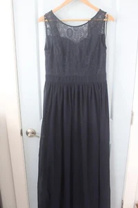 Abito donna DRESSYSTAR blu navy pizzo taglia media M maxi lungo chiffon ballo - Foto 1 di 6