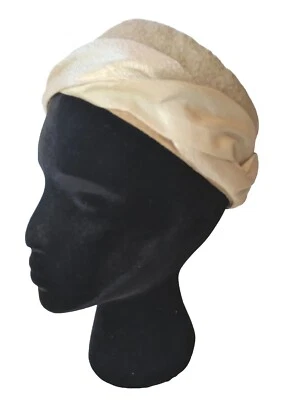 Sombrero Pastillero Vintage Damas Telas Texturizadas Cintas Dinero Antiguo Mediados de Siglo Pascua Foto 1 de 4