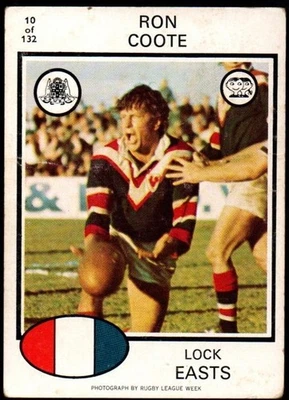 SCANLENS RUGBY LEAGUE CARDS 1975-10 RON COOTE EASTERN SUBURBS - image 1 of 3