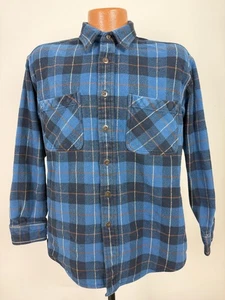 Vintage schweres Flanellhemd Herren Medium Arbeit Holzfäller blau kariert Baumwolle - Bild 1 von 16