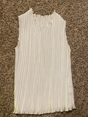 Suéter sin mangas estilo acordeón blanco retro vintage años 90 mediano  Foto 1 de 4