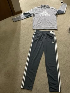 NWT ADIDAS Kids Boys 2 Pc. Set Track Suit Sport Gray Pants & Jacket XL(18/20) - Picture 1 of 7