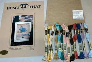 Fanci That FOLK ART WINTER ANGEL Cross Stitch Pattern 72 Kitted KIT~Linen Thread - Picture 1 of 3