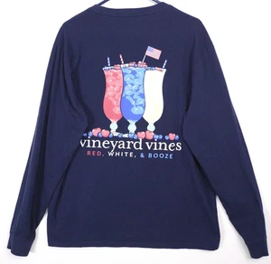 Vineyard Vines Herren Large marineblau Pocket Tee T-Shirt rot, weiß & Schnaps USA - Bild 1 von 8