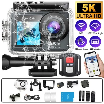 5K 30FPS Waterproof Action Camera 4K Dual Screen EIS Remote Cycling Ski Diving u - Image 1 of 4