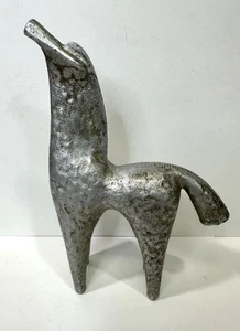MCM Art Hammered Metal Japanese Head Up Horse Sculpture Sotaro Saegusa Style - Picture 1 of 10