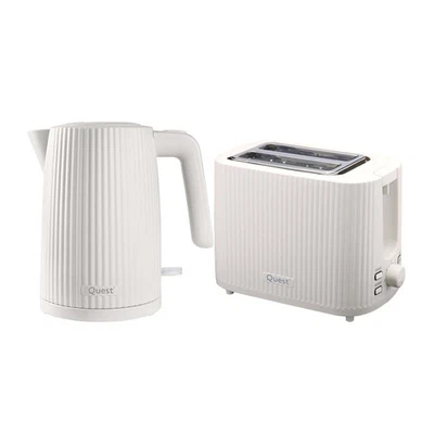 Quest Wasserkocher & Toaster weiß 1,5 l schnell kochend 2 Scheiben 7 Bräunungsstufen
