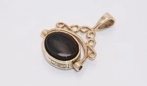 Vintage Style 9carat 9k Gold Carnelian & Onyx Swivel Fob Charm/Pendant 2.1g - Imagen 1 de 6
