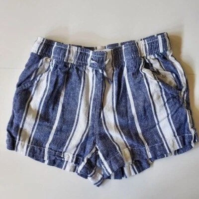 Old Navy Girls Shorts Size 8 M Linen Blend Blue White Vertical Striped - Image 1 of 3
