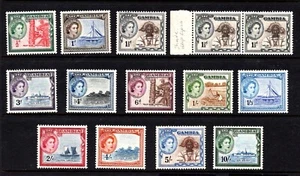 GAMBIA - 1953-9 12 values to 10/- very lightly MM (they look MNH) Cat £85+ - Imagen 1 de 2