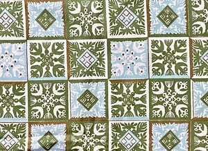 Vintage Upholstery Fabric A Woodco Decorators Original Vat Dyed Green Blue - Picture 1 of 9