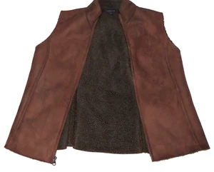 Chaleco Lands’ End Poliéster Piel de Oveja Marrón Oscuro Talla S 6-8 100% Poliéster - Imagen 1 de 3