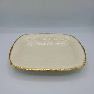 Lenox Cabbage Pattern Relish Tray Rectangle Dish Ivory W/ Gold Trim 9x7 approx. - Picture 1 of 5