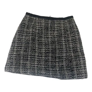 ROMY Black And White Tweed Size Small Mini Skirt Rear Zip - Picture 1 of 11