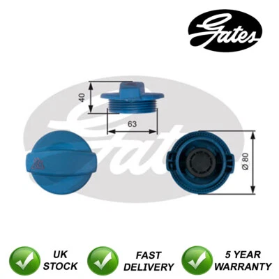 Gates Coolant Tank Cap Radiator Fits Audi A4 (2000-2009) A6 (1997-2011) #8835 - Image 1 of 4