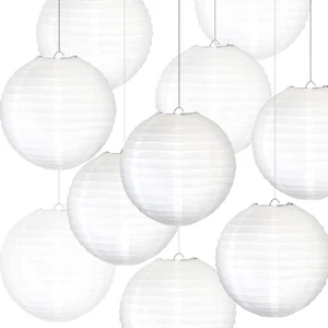 10 Inch White Paper Lanterns (Pack of 10) Great Chinese/Japanese Home, Parties - Picture 1 of 7