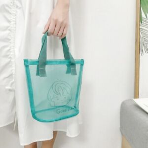 Transparent Makeup Case Mesh Handle Bag Convenient Beach Bags  Outdoor