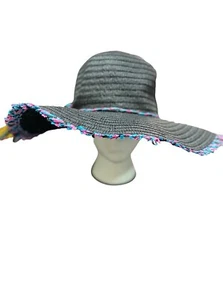 Summer Ladies Sun Beach Straw Hat Floppy Foldable Wide Brim Womens Gardening 16” - Picture 1 of 4